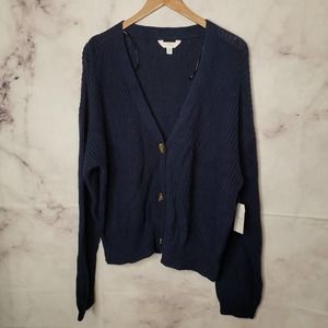 TIME and TRU navy blue button down front knitted cardigan sweater XXL